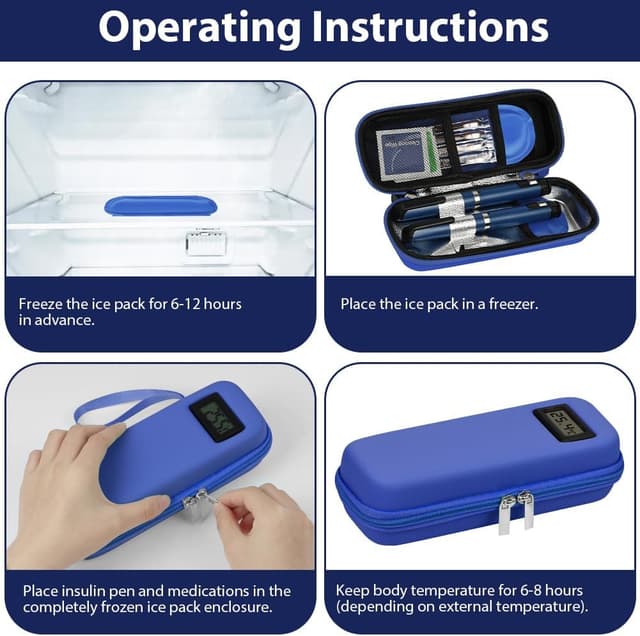 Detalle 2 de Fefod Sac pour Diabétique avec étui isotherme, écran de température et 2 poches de glace gel