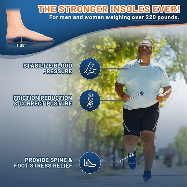 Detalle 2 de RooRuns Heavy Duty Arch Support Plantar Fasciitis Insoles (XS) for Men & Women