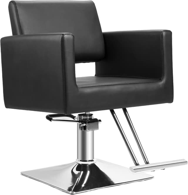 Detalle de Hairdresser Barber Salon Chair (Black) with Heavy-Duty Hydraulic Pump, 360° Swivel, 330 Lbs Capacity