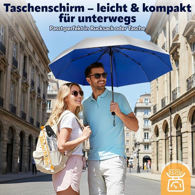 Detalle de ZOMAKE Sonnenschirm UPF 50+ Regenschirm mit Automatik und Silberbeschichtung (UPF 50+ UV, taschenfaltet, kompakt)