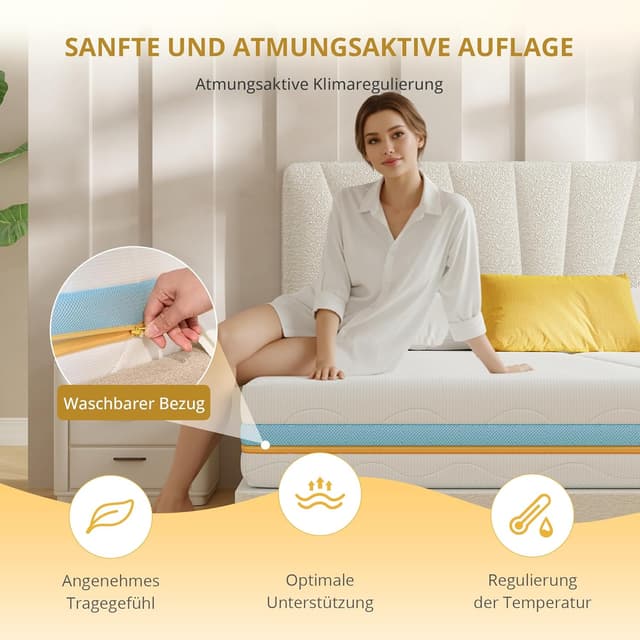 Detalle 1 de NAPSIE Matratze 90x200 cm 7-Zonen Kaltschaum