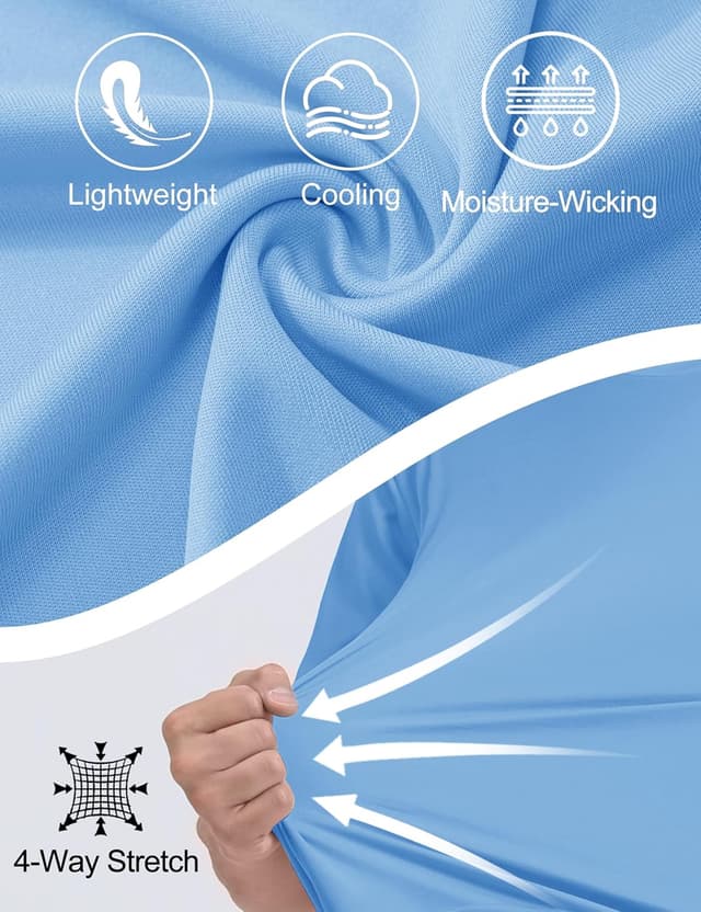 Detalle de KEFITEVD Men’s quick-dry stretchy T-shirt with UPF 50+ fabric for summer sport