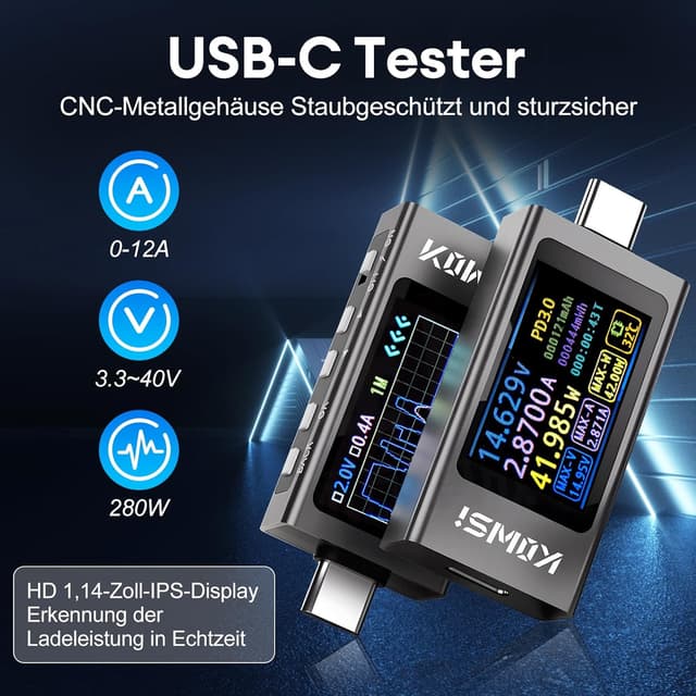 Detalle de Heemol USB Tester 3.3 bis 40 V USB C