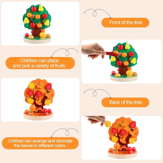 Detalle 2 de INIFEIDALA Montessori apple picking tree toy