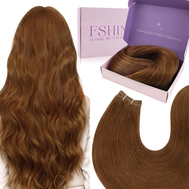 Detalle de Fshine Tissage Cheveux Naturel Auburn Cuivré Rousse 100G (50 cm) en Remy Human Hair