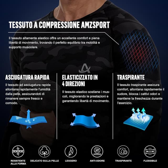 Thumbnail 3 de AMZSPORT Maglia Compressione Lunghe Uomo