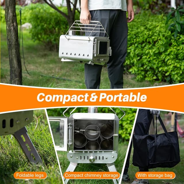 Detalle de Change Moore Medium Tent Stove 2.0 with Schott glass and secondary combustion