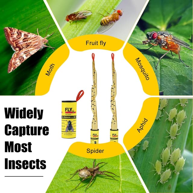 Detalle de 18PCS Fly Paper Strips (TRIITECH) Sticky Fly Ribbon Traps for Indoor & Outdoor