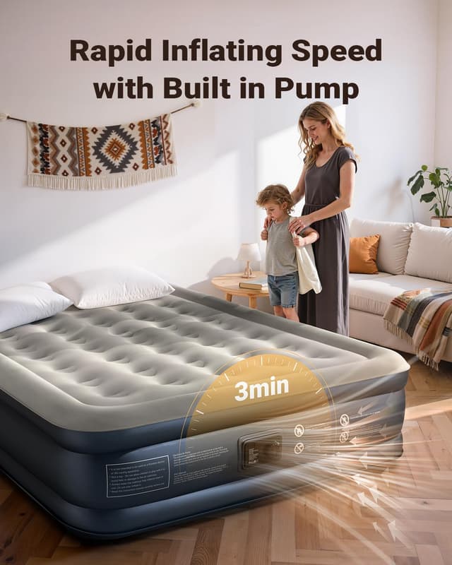 Detalle 2 de iDOO Inflatable Air Mattress King Size 203×152×38 cm