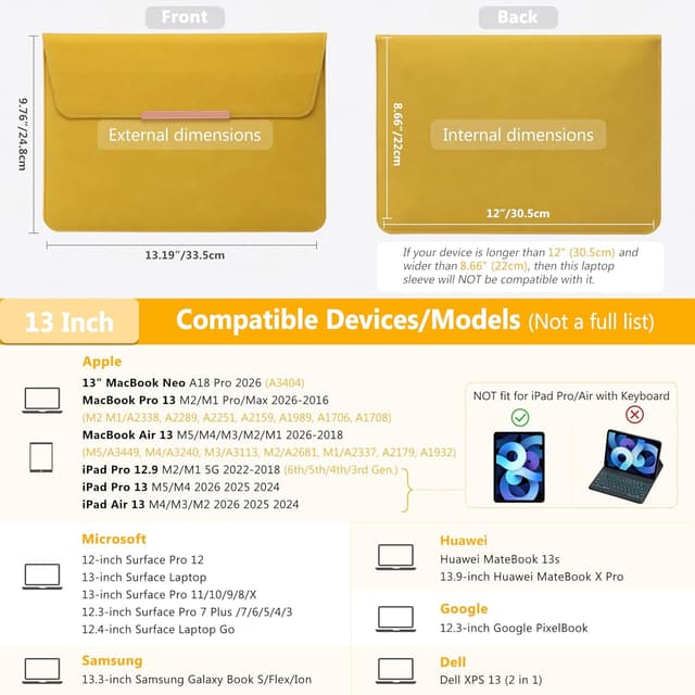 Detalle 2 de HYZUO 13-Zoll Laptop-Hülle mit Ständer & Magnetverschluss – Olivgelb (Smiley)