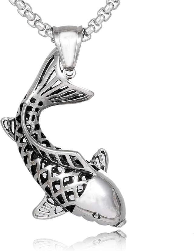 Detalle de DonDon collier poisson en acier inox 52 cm