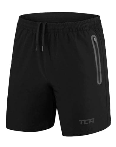 Detalle de TCA Pantalones Cortos de Hombre Elite Tech con Bolsillos de Cremallera (Negro/Negro) - Talla M