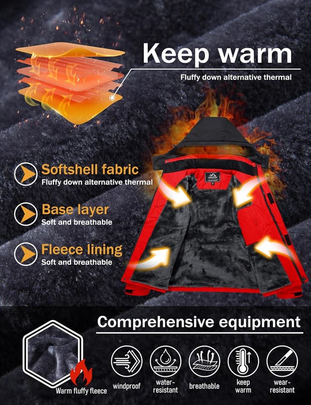 Detalle de MAGCOMSEN Men's Winter Ski Jacket 1