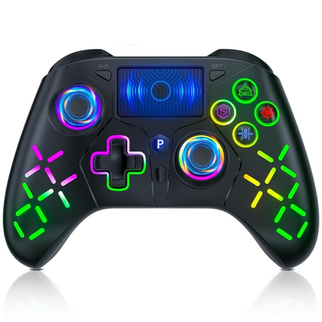 Detalle de Bonacell RGB Wireless Controller für PS5/PC/PS4 – mit Motor-Vibration, 6-Achsen-Sensor, Turbo & Touchpad