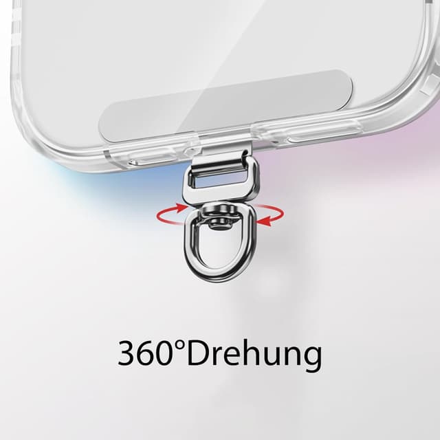 Detalle de CHUQING Handykette Schwarz mit Handy-Patch (Handyband-Einlagen) Roségold, 2 Stück – universelle Aufsätze für Smartphone-Hüllen