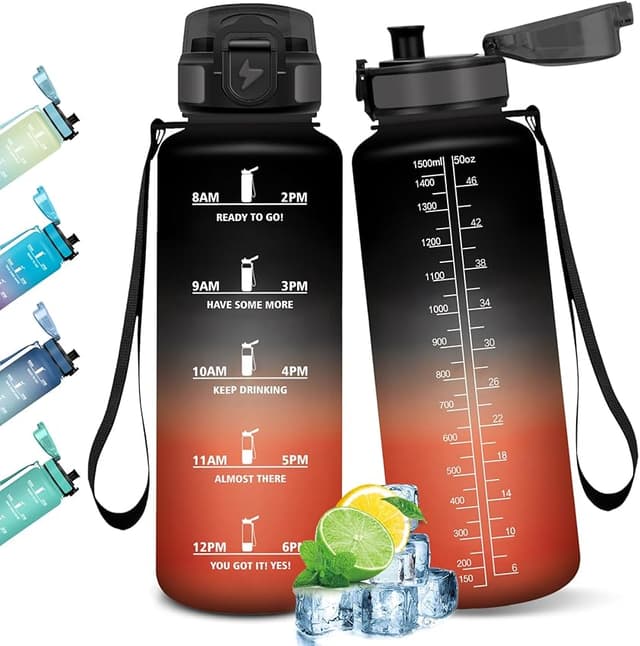 Detalle de HoneyHolly Botella Agua 1,5 L motivacional y anti‑fugas