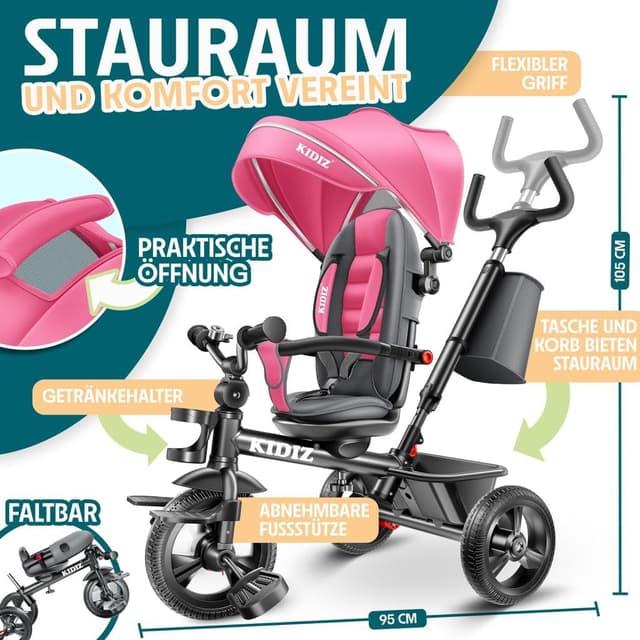 Detalle 2 de KIDIZ Dreirad 6in1 Kinderdreirad ab 9 Monaten