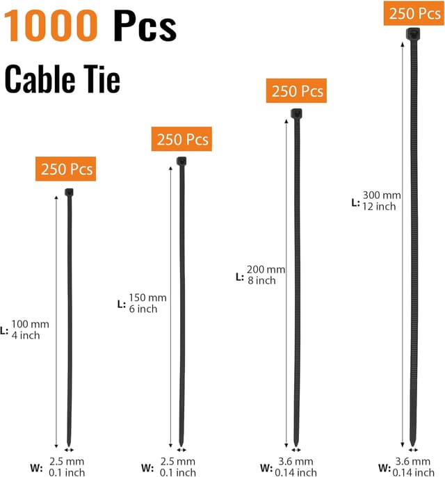 Thumbnail 1 de Hosuni 1000 pezzi fascette 100/150/200/300mm