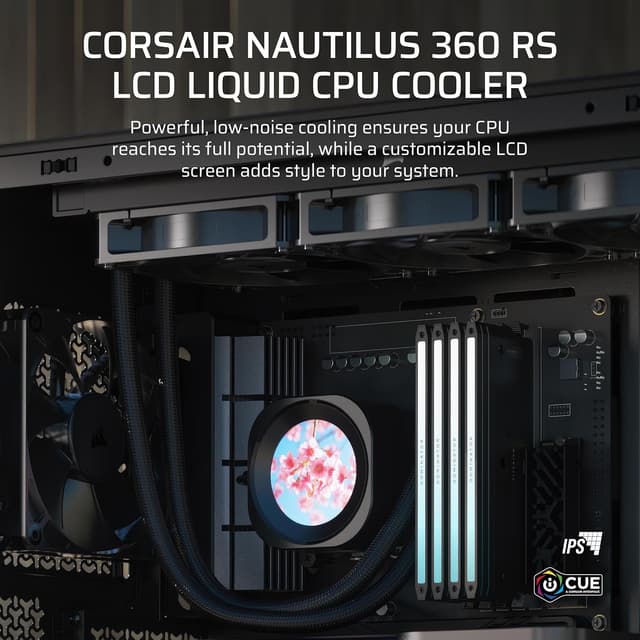 Detalle de Corsair NAUTILUS 360 RS LCD Liquid CPU Cooler with 2.1" IPS LCD Screen (360mm AIO, 3x RS120 fans)