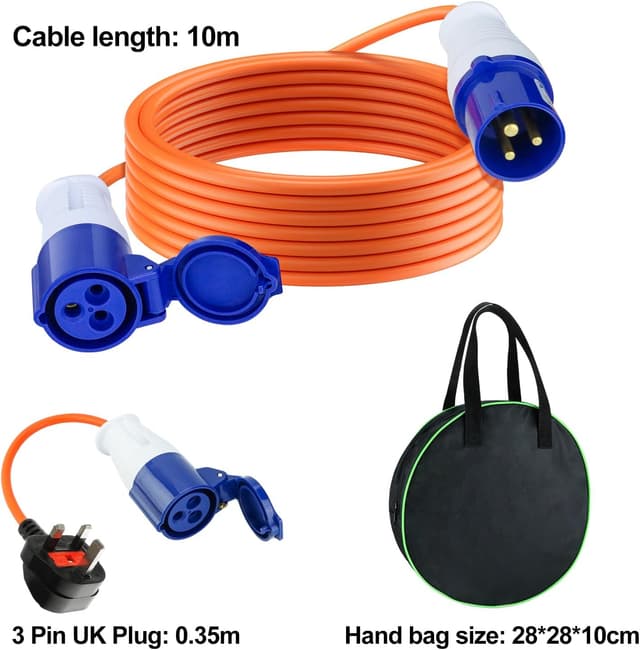 Thumbnail 6 de 10m Caravan Hook Up Cable (240V 16A) with 3-Pin Fly Lead Converter and Carrying Bag