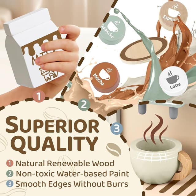 Thumbnail 2 de Airlab Kinderküche Kaffeemaschine Holz Spielset