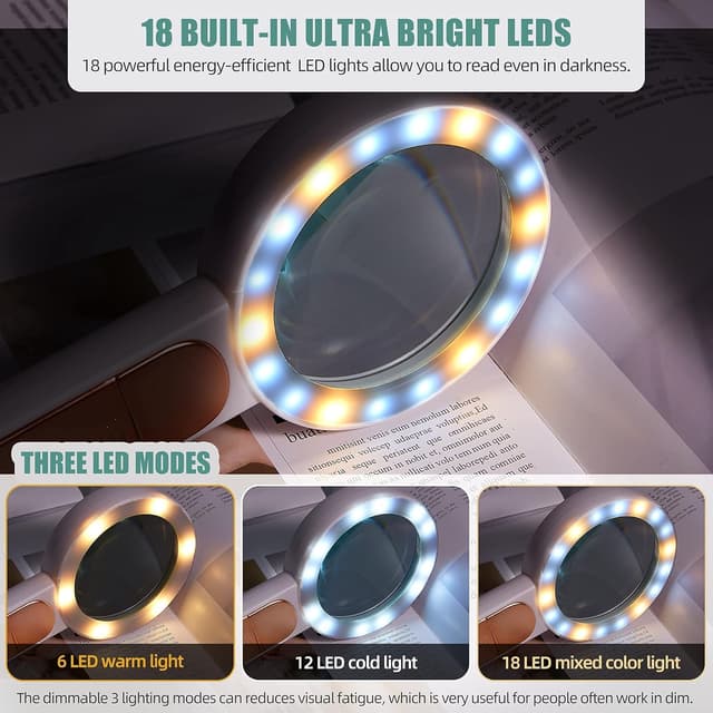 Detalle de BUSATIA Lente di Ingrandimento 30X Illuminata con 18 LED e vetro ottico