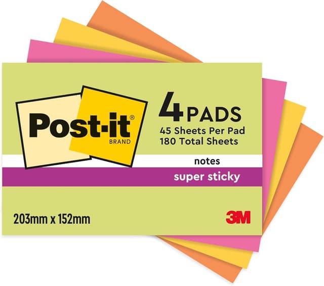 Detalle de Post-it Super Sticky Notes 203 x 152 mm ๐