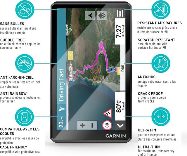 Detalle de smartect Verre Trempé 9H (2 pièces, Clear) pour Garmin Zumo XT2 – protection d’écran anti-rayures