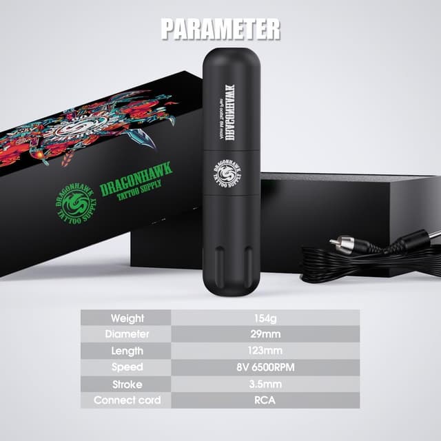 Thumbnail 3 de Dragonhawk Pen rotativa 1100mAh para tatuaje