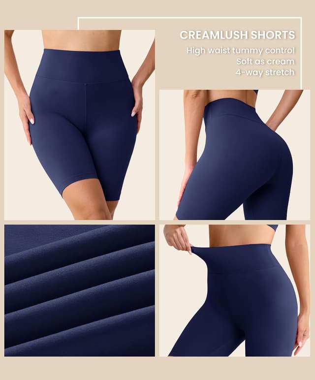 Detalle de VALANDY Creamlush high-waisted biker shorts for women (8”) – buttery-soft 4-way stretch yoga & gym shorts, S–5XL