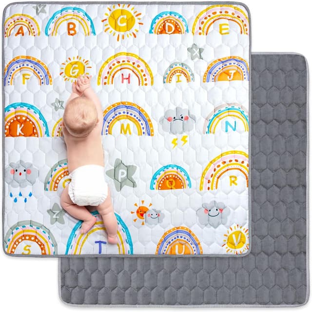 Detalle de Funsland Foldable Baby Play Mat (127x127cm) – soft non-slip cotton & polyester floor mat