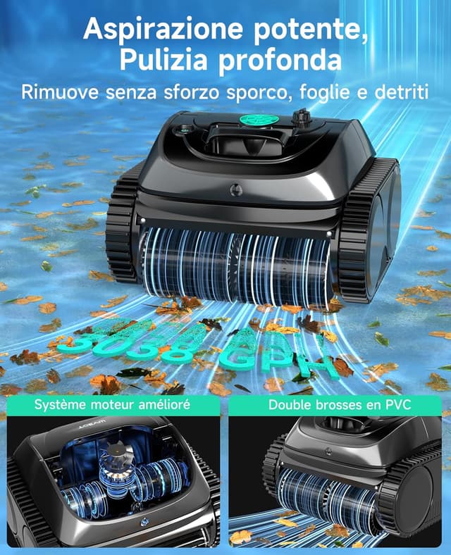 Detalle 2 de WYBOT C1 Robot Pulitore per Piscine con pianificazione intelligente del percorso e pulizia fondo/pareti/linea d’acqua