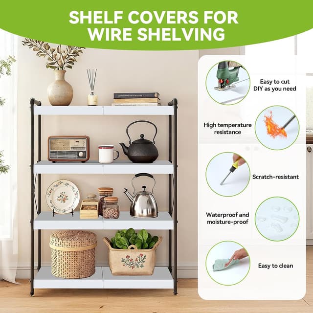 Detalle de 5 Pack Wire Shelf Covers (24 x 12) Faux Wood-Look PVC for Wire Racks