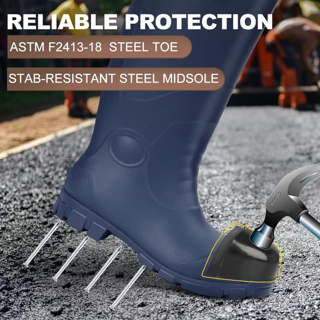 Detalle 1 de Showave Steel Toe Rubber Work Boots 100% Waterproof