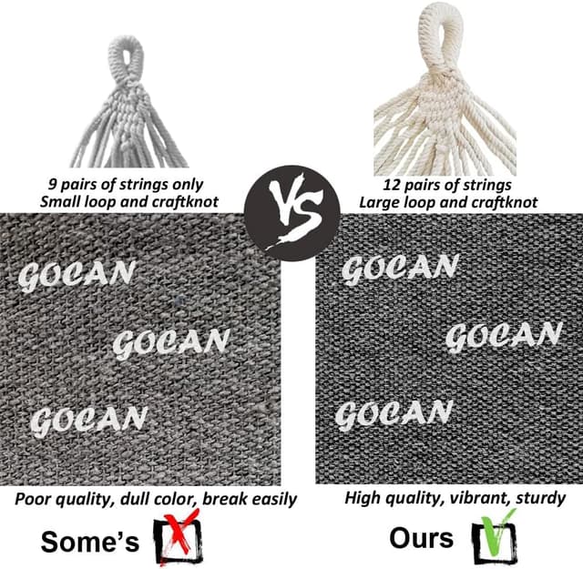 Thumbnail 6 de GOCAN Hängematte für 2 Personen 220×150 cm mit abnehmbarem Spreizstab (Gesamtlänge 330 cm) – Outdoor & Indoor, bis 300 kg