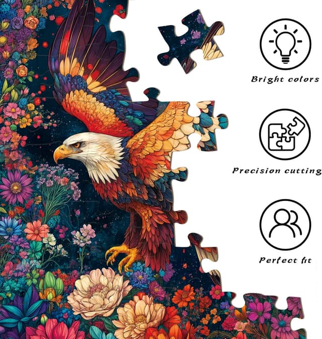 Detalle de HUADADA 1000-Piece Jigsaw Puzzle for Adults – Colourful Eagle (70 x 50 cm)