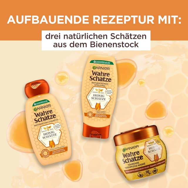 Detalle de Garnier Wahre Schätze reparierendes Honig-Schampoo XXL (1.000 ml, Packung mit 3)