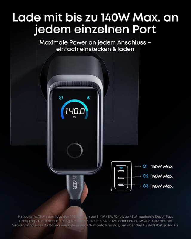 Detalle 2 de Anker Prime 160W USB C Ladegerät 🔌