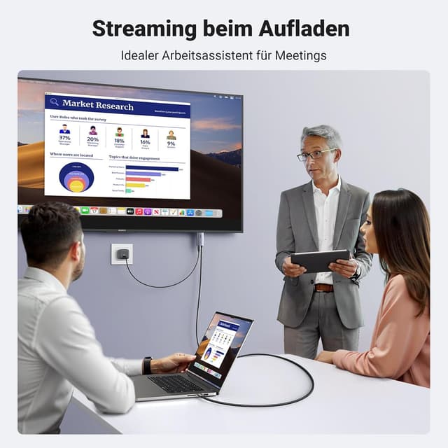 Detalle de UGREEN USB‑C auf HDMI Kabel (100 W PD) für 4K@60 Hz, 1080P bis 240 Hz – unidirektional