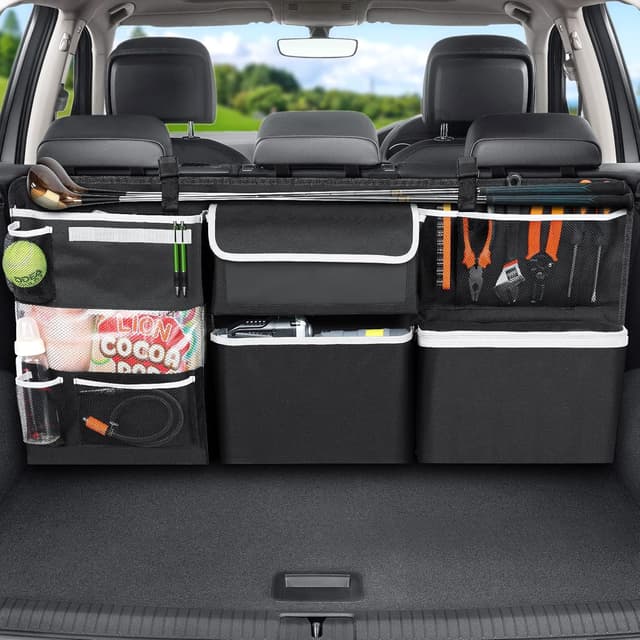Detalle de Oasser Car Boot Organiser (E6A) with 8 functional back seat storage bags