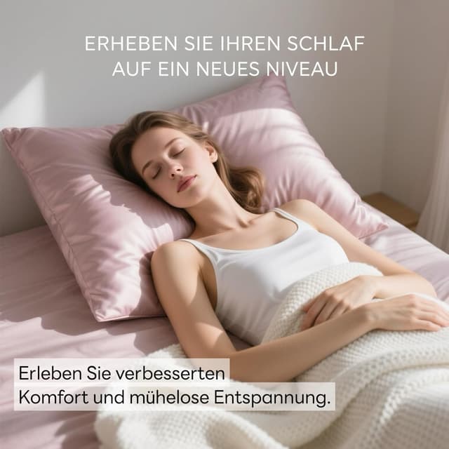 Detalle 2 de Ravmix Seidenkissenbezug 40x80 (Maulbeerseide), 1 Stück, Rosa – mit verstecktem Reißverschluss