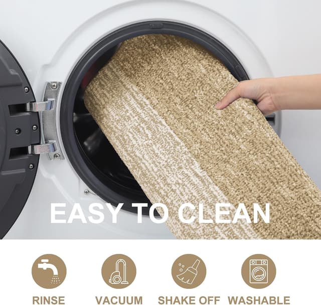 Detalle 2 de Homaxy indoor door mat (50 x 80 cm, beige) – machine-washable, non-slip entrance rug