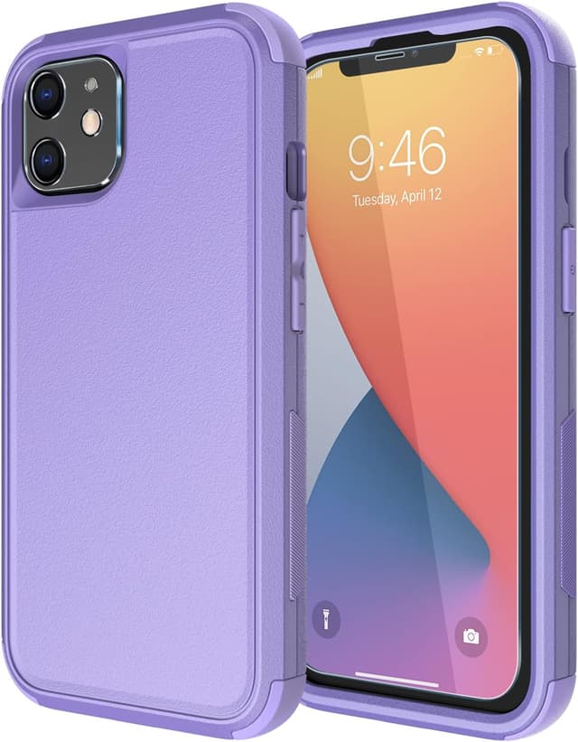 Detalle de Diverbox iPhone 11 Case (Purple) with Tempered Glass Screen Protector – Shockproof, Drop-proof 3-in-1
