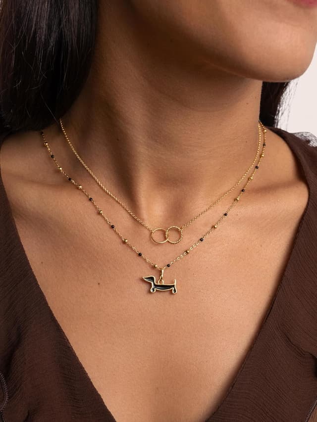 Thumbnail 3 de SINGULARU Collier Dots L Noir Émail Acier 18kt