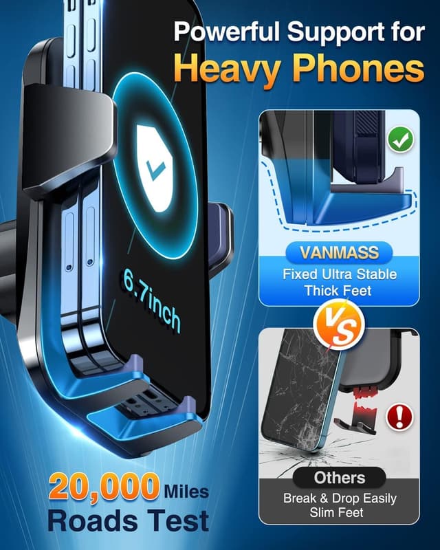 Detalle 2 de VANMASS Handyhalterung Auto 3-in-1 für Lüftung & Saugnapf (Silikon, flexibel einstellbar) – für iPhone & Android