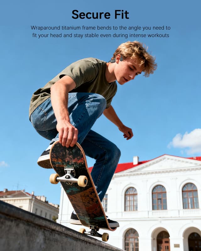 Detalle de SANOTO Bone Conduction Bluetooth Open-Ear Headphones (with Mic) — IPX5 Sport Wireless Earphones