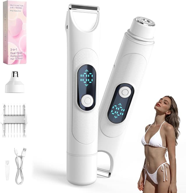 Detalle de ROOFEI Rasoir Électrique Femme 3 en 1 : tondeuse intime, jambes, bras et visage rechargeable IPX7