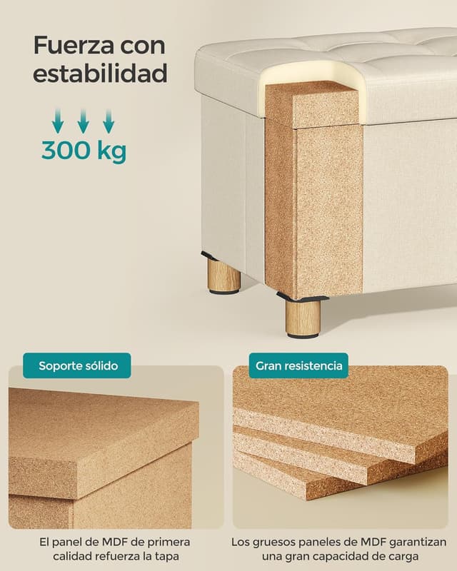 Detalle 2 de SONGMICS Puff Almacenaje 32 x 40 cm