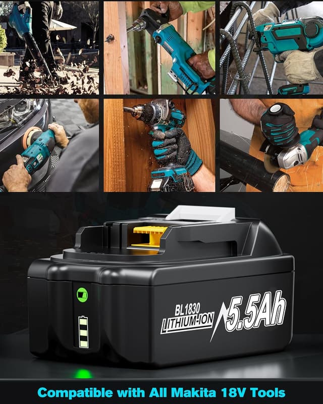 Detalle 2 de 18V 5,5Ah Akku mit Ladegerät für Makita