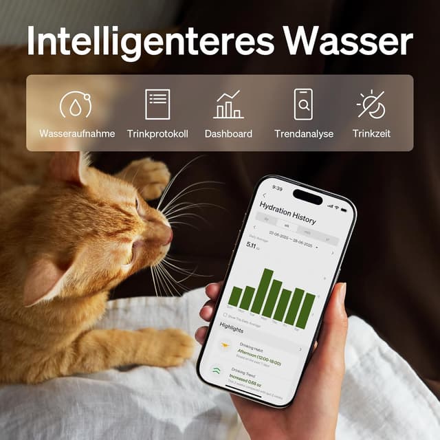 Detalle 2 de PETLIBRO Dockstream 2 Smart Katzenbrunnen mit App-Überwachung, 3 l Edelstahl-Schale, WiFi (2,4/5 GHz) – Schwarz